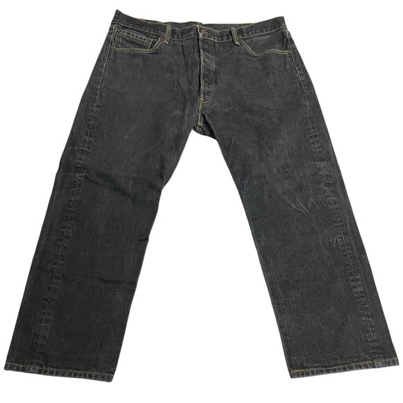 Levis 501 Jeans Mens Size 38 Black Regular Straight Leg Button Fly Denim Jeans - Picture 1 of 11